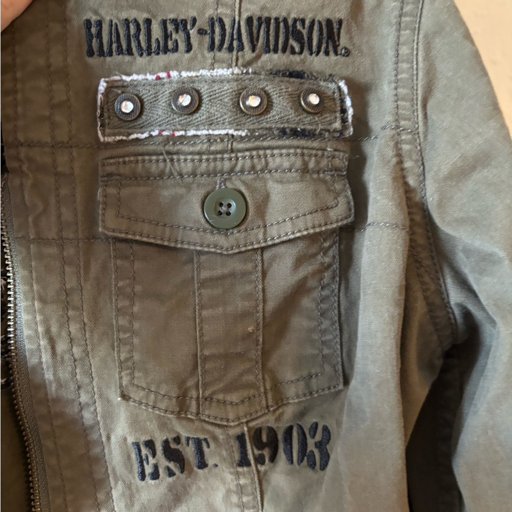 Harley Davidson Olive Green Jacket size small - Picture 4 of 7
